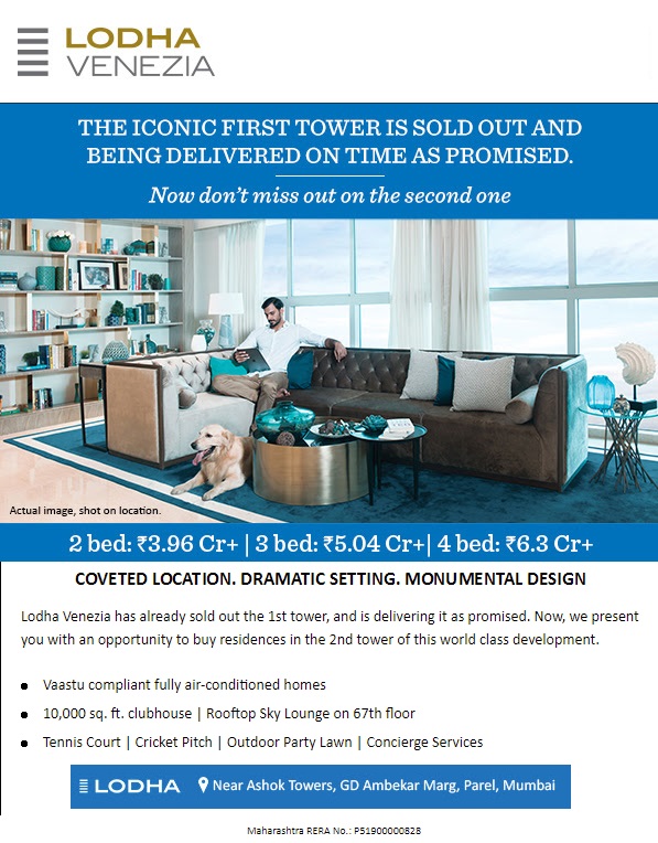 Book 2, 3 & 4 bed residences starting @ Rs. 3.96 Cr+ at Lodha Venezia in Mumbai